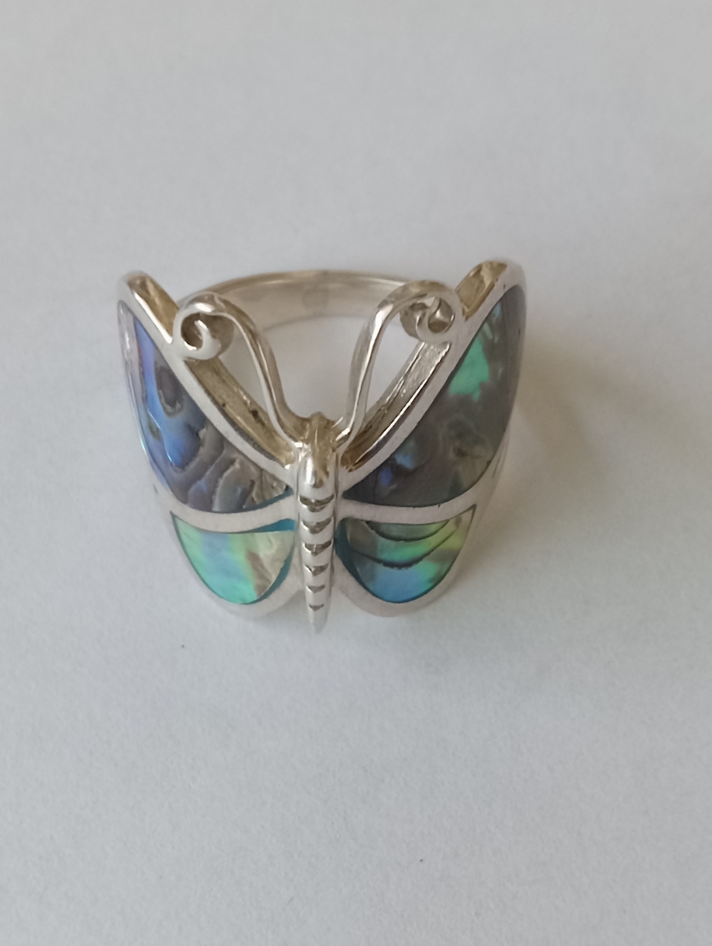 Sterling Silver Abalone Butterfly Ring